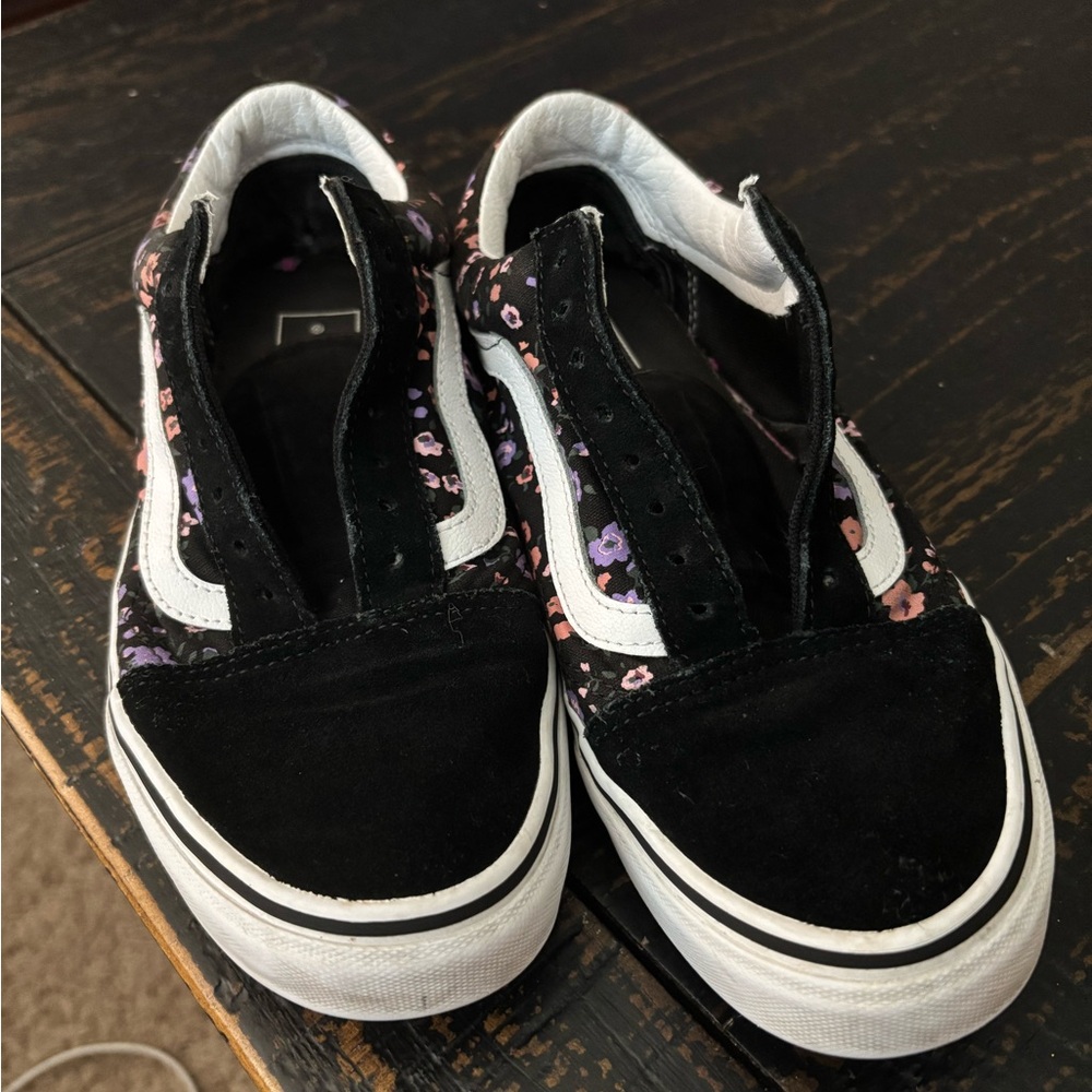 Floral Black and White vans